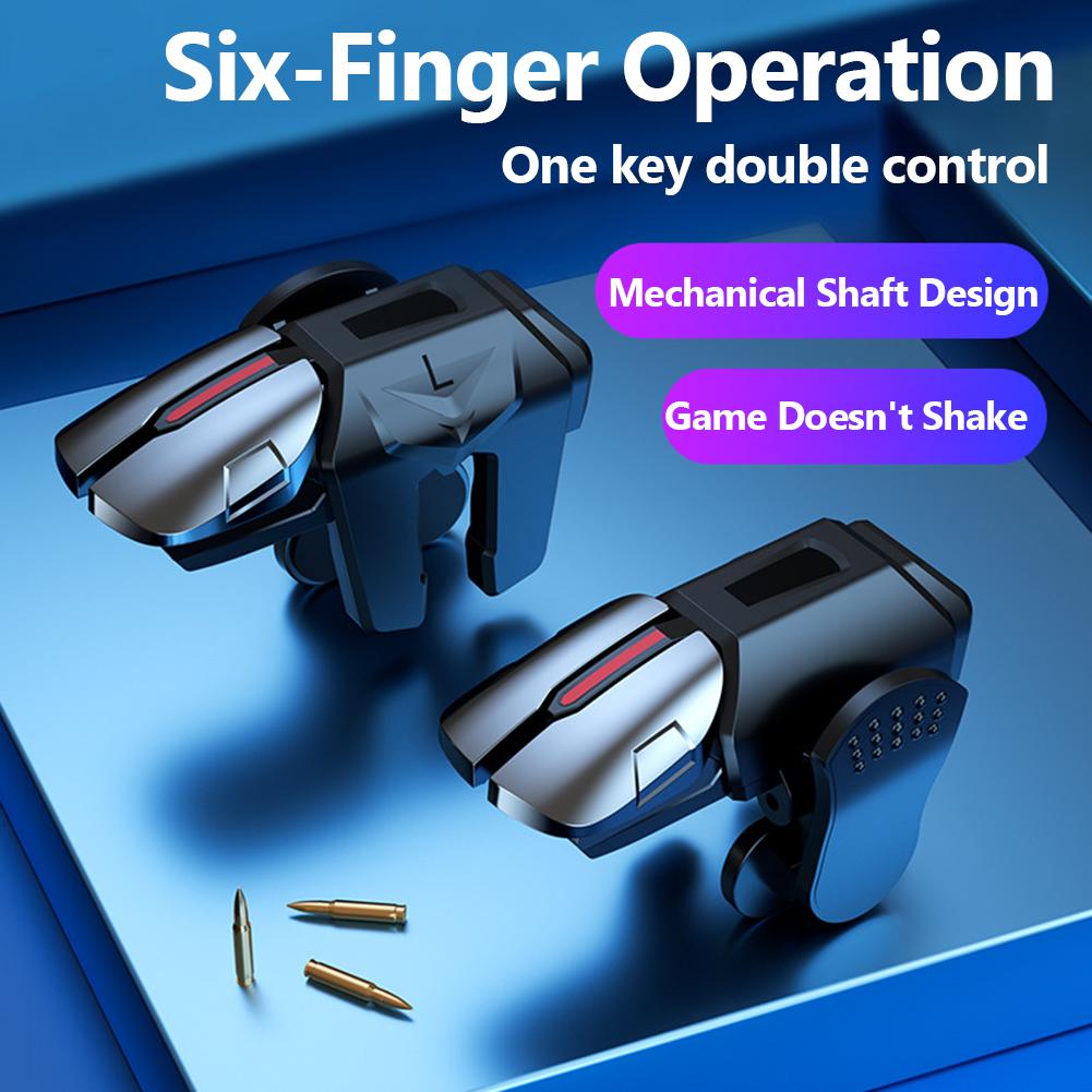 1 Pair 6 Finger Game Controller Gaming Aim Shooting Triggers Button for PUBG