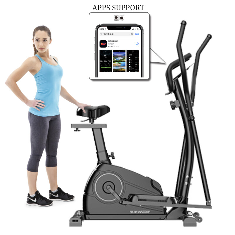 YINGERJAN QM1001 2 In 1 Commercial Use Magnetron Elliptical Cross Trainer With Hand Pulse Elliptical Bike Indoor Cycle Trainer Gym Workout Fitness with APP Simulation Support Basikal Senaman Murah Laz...