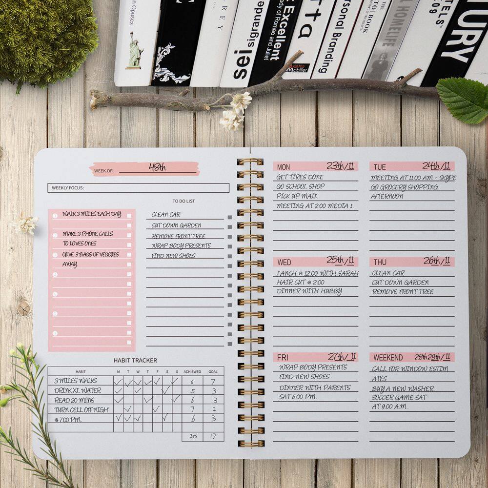 DKVNK DIY PU Leather Organizer Notebook Loose-Leaf Diary Weekly Planner Office School Supplies Ring Binder Planner Notebook A5 Agenda Notebook Notebook Cover Binder Cover