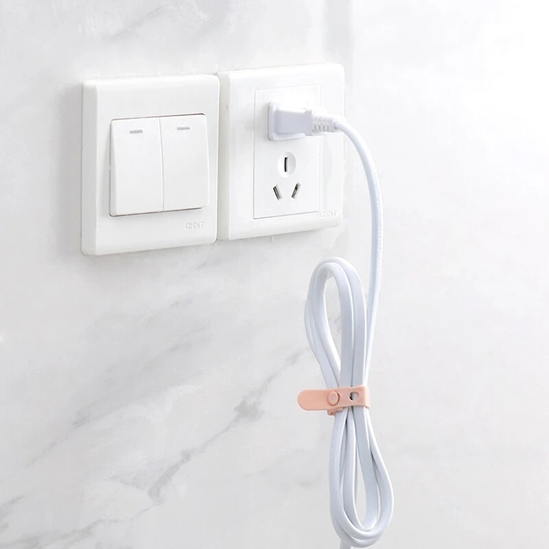 5pcs Silicone 3 lỗ dây cáp tổ chức Dây cáp có thể điều chỉnh dây đeo Di động Cáp sạc USB Tai nghe dòng quản lý Winder quan hệ