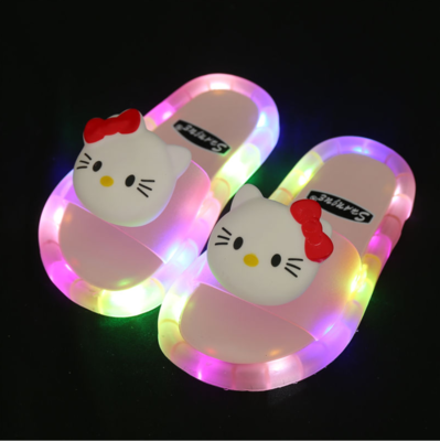 DENOSWIM  Light Up Children's  Slippers Sandals Cartoon Animals Glowing  Lighted Fashion Cute  LED  Shoes Kids Slippers Baby Bathroom Sandals