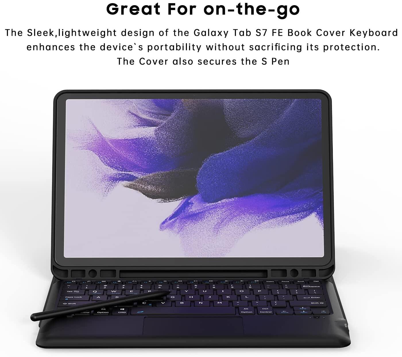 Touchpad Keyboard Case for Galaxy Tab S9 Plus 12.4 inch 2023, Smart Detachable Wireless Touchpad Keyboard Case for Samsung Tab S9 FE Plus 2023, Tab S8 Plus 2022, Tab S7 FE 2021, Tab S7 Plus 2020