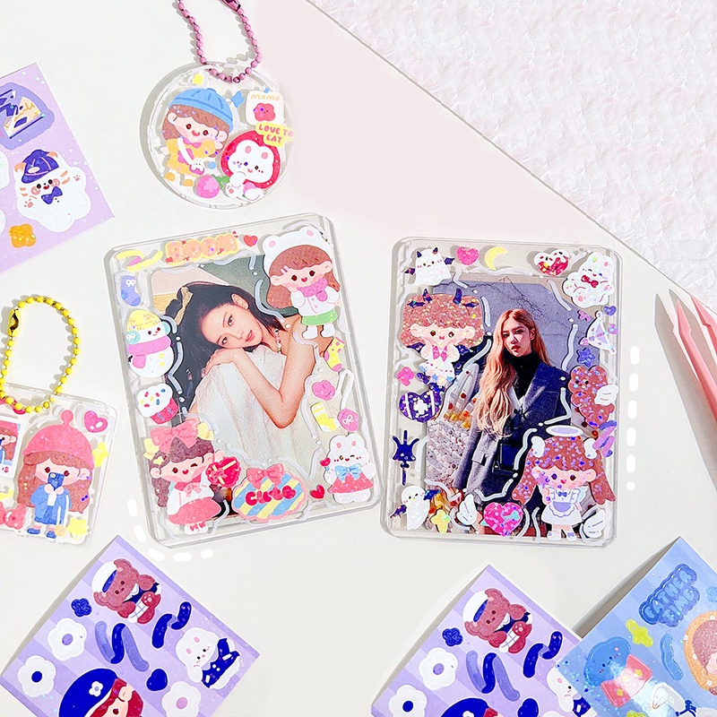 100 Sheets Boxed Cartoon Glittering Stickers Student Decorative DIY Material Stickers Set