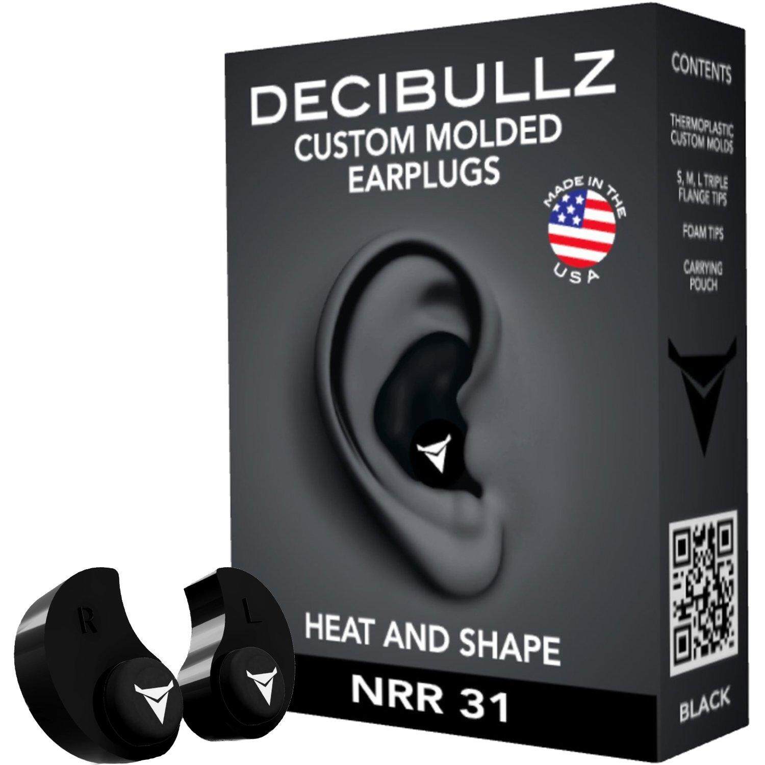 Decibullz (USA) - Custom Molded Earplugs, 31dB Highest NRR, Comfortable Hearing Protection for Shooting, Travel, Swimming, Work and Concerts