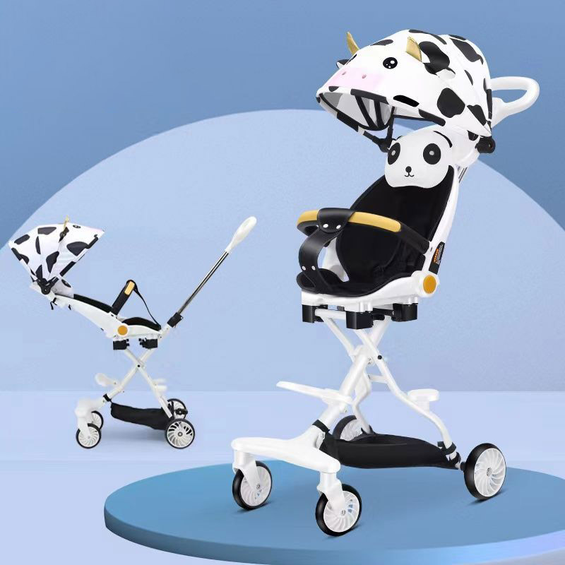 HS Four-wheeled children's and infants' two-way lying handcart with baby walking artifact 1-6 years old and light folding.