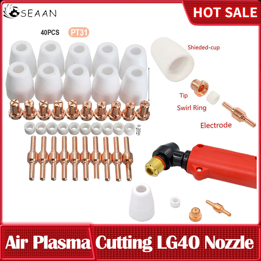 40pcs Air Plasma Cutting Accessories Ceramic Protective Cover PT31 Electrode LG40 Nozzle CUT-40 Welding Torch Consumables
