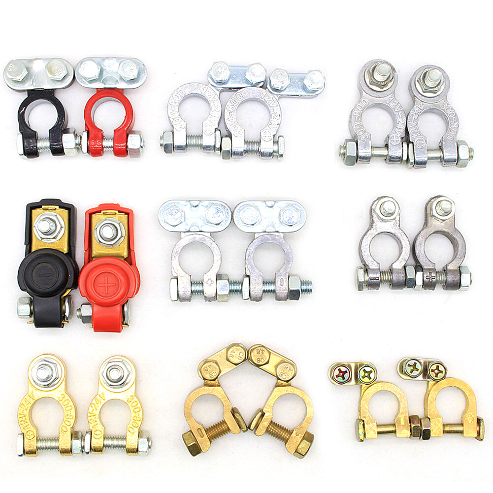 JaneDream 2Pcs Car Battery Terminals Wire Cable Clamp Top Quick Post Terminal Positive & Negative Electric Connector Clamps Auto Accessorie