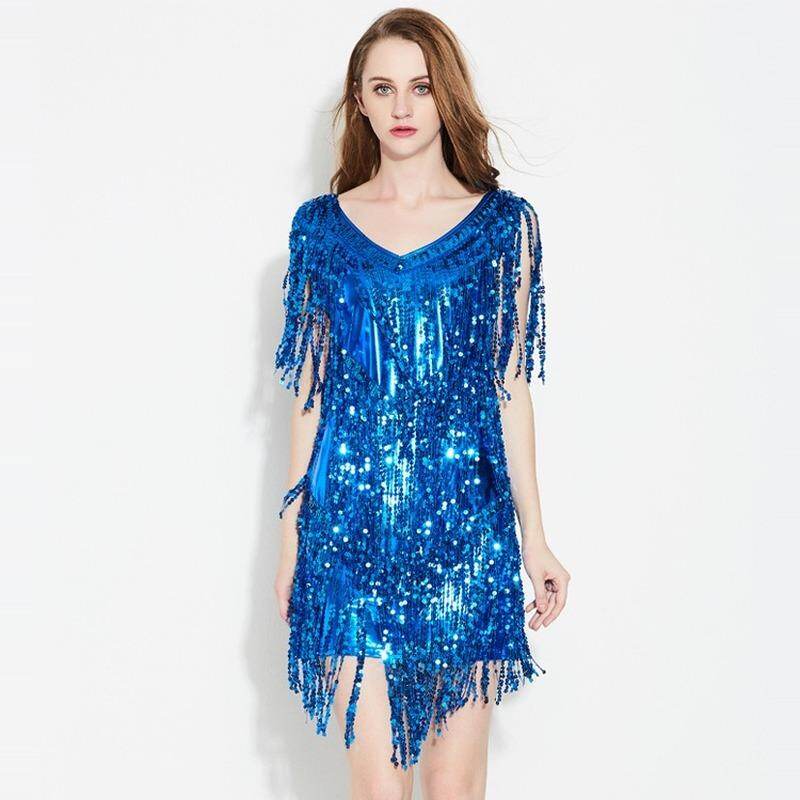 Dress Female 2019 New Stage Performance Clothing Singer Costume Sequins Party Tassel Sexy Sleeveless Dress