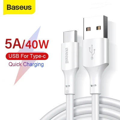 Baseus 5A USB C Cable For Samsung S10 S9 USB Type C Cable Quick Charge 3.0 Fast Charging For Huawei P30 Xiaomi USB-C Charger Wire