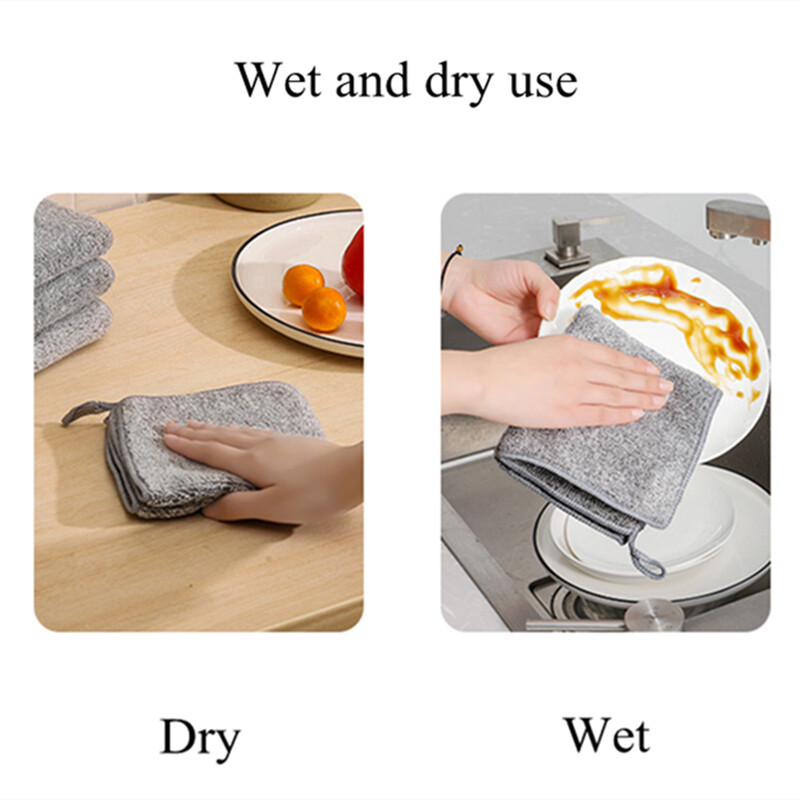 1/ 5 cái khăn lau treo nhà bếp hình vuông vải đĩa sợi microfiber siêu thấm khăn lau chất tẩy rửa nhà bếp khăn tay mềm Khăn lau bụi khăn tay phòng tắm