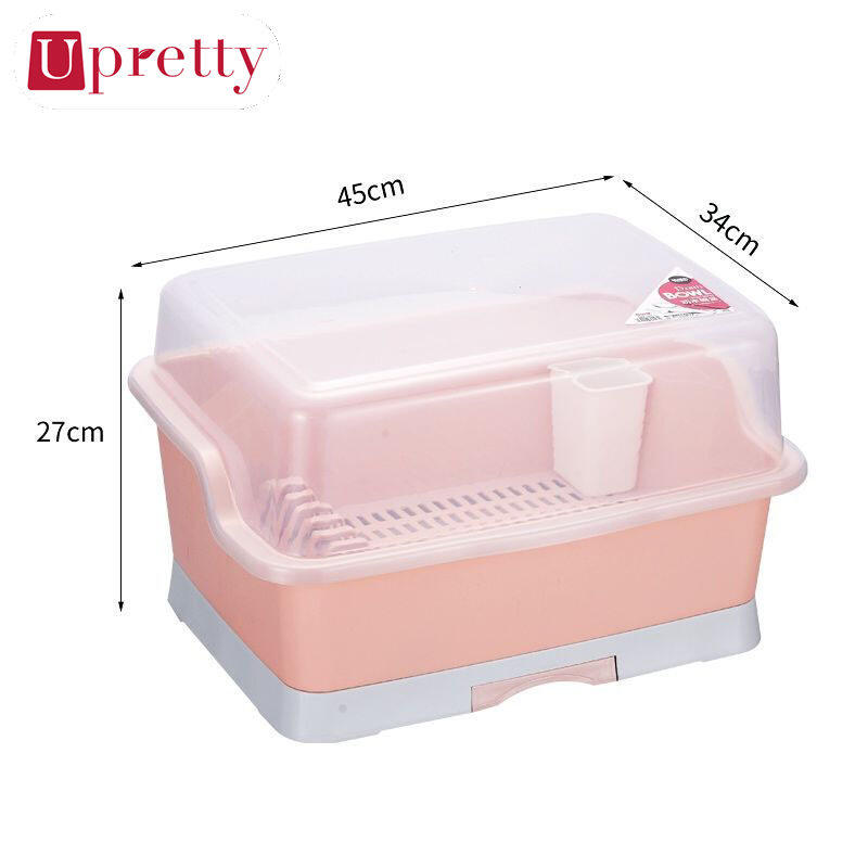 Upretty Giá Để Bát Thoát Nước Nhà Bếp Bằng Nhựa Có Nắp Đậy Hộp Đựng Bát Đĩa Đặt Trong Tủ Chén Bằng Nhựa Giá Phơi Khô