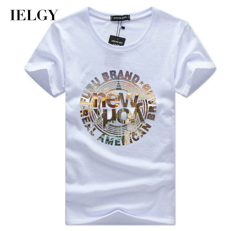 IELGY Short sleeve Tide Casual Letters Top Large size Base Men's T-shirt Cotton Multi-color optional