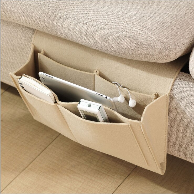 Felt Bedside Storage Organizer Anti-Slip Bedside Bag Bed Sofa Side Pouch Hanging Couch Storage Bed Holder Pockets For Sofa