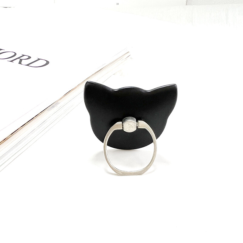 Jizetin Small Black Cat Ring Bracket Stick-on Type Ring Buckle Mobile Phone Case Ring Bracket