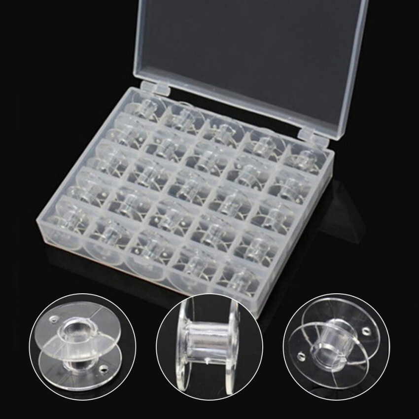 High Transparent 25 Grid Bobbin Box Sewing Machine Bobbin Storage Box