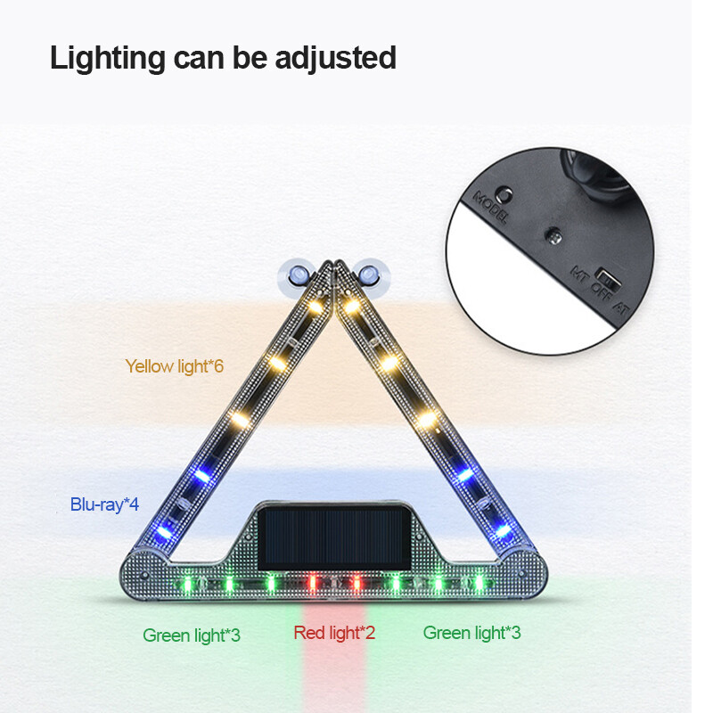 Foldable Car LED Reflective Triangle Light Emergency Breakdown Warning Night Road Safety Warning Lamp