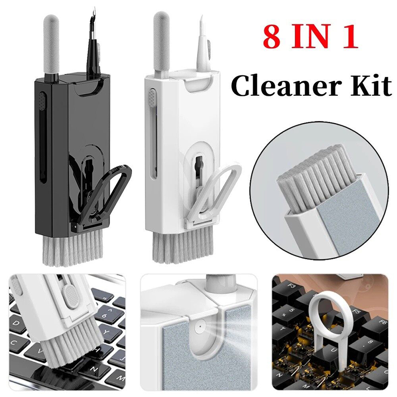 Multifunctional 8-in-1 Keyboard Earphone Clean Tools Kit,Screen Cleaner Spray/Keyboard Clean Brush/Earphone Cleaner Dust Remover/Key Puller/Phone Computer Cleaning Tools