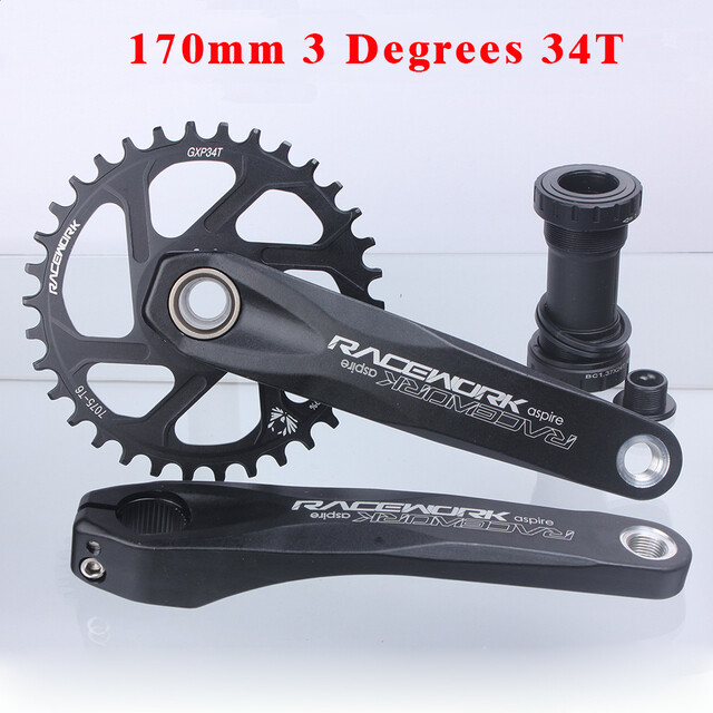 RACEWORK GXP Crankset 170/175mm Mountain Bike Chainring 32/34/36/38T Narrow Wide MTB Bicycle Crank Set For SRAM SHIMANO