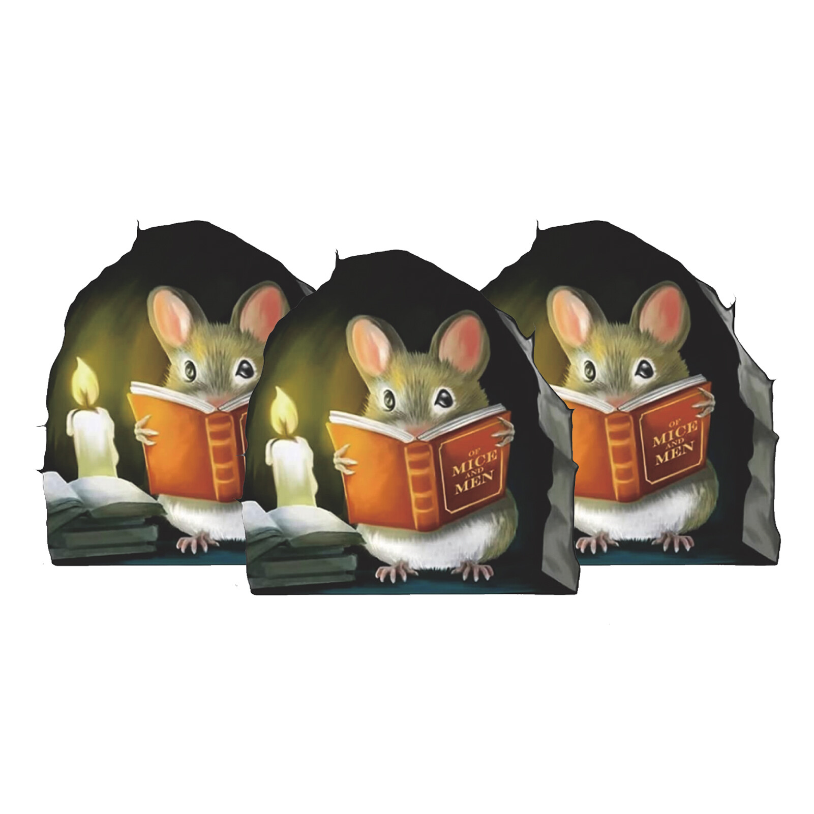 Venicenight 3Pcs Wall Sticker Self-adhesive Removable Waterproof Cartoon Decorative PVC Mouse Reading Book Wall Decal Home Decor