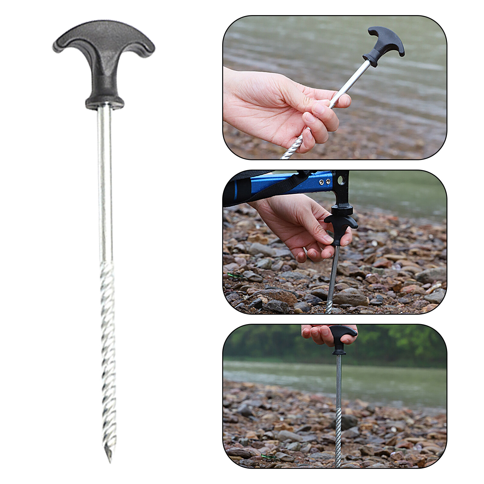 Camping Tent Stake Strong Load-bearing Thickened Windproof Galvanized Iron Impact Resistance Camping Garden Canopy Stake for Outdoor Ground Nail Strong