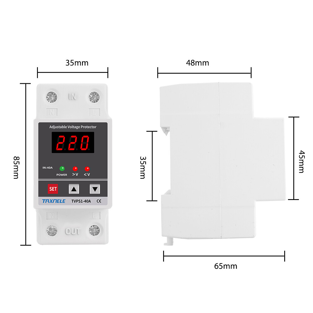 Digital Voltage Protector 40A 60A din rail Adjustable Protection Over Under Automatic High Low Voltage Protect relay protective
