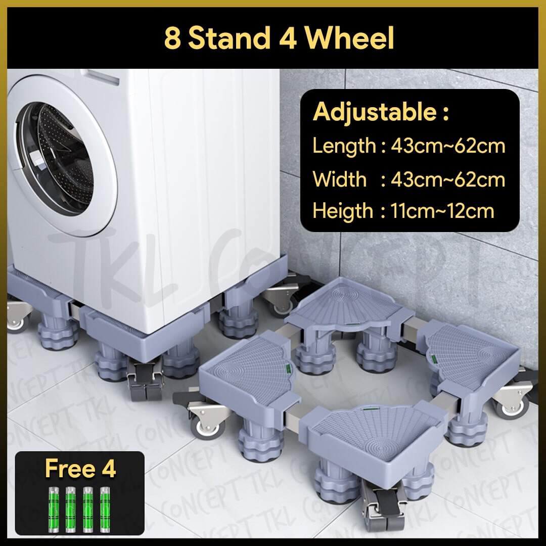 TKL Adjustable Washing Machine Stand Wheel Base Pelapik Roda Mesin