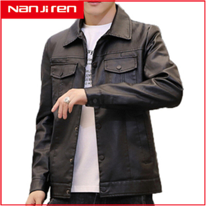 Nanjiren men's leather clothing 2019 new Korean version of the Slim handsome spring and autumn coat trend motorcycle youth leather jacket men
