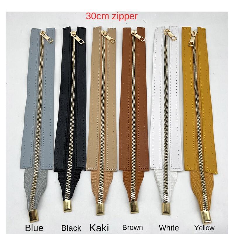 30Cm Metal Zipper PU Leather Zipper For Sewing Handbag Craft Sewing Custom DIY Zipper For Woven All-Match Bag Hardware Essory