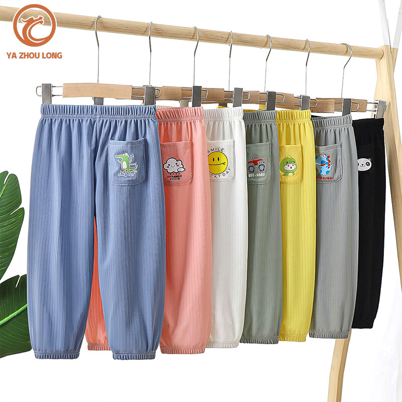 YA ZHOU LONG children's trousers baby's trousers with trousers pocket Boys and Girls Breathable Mosquito Pants
