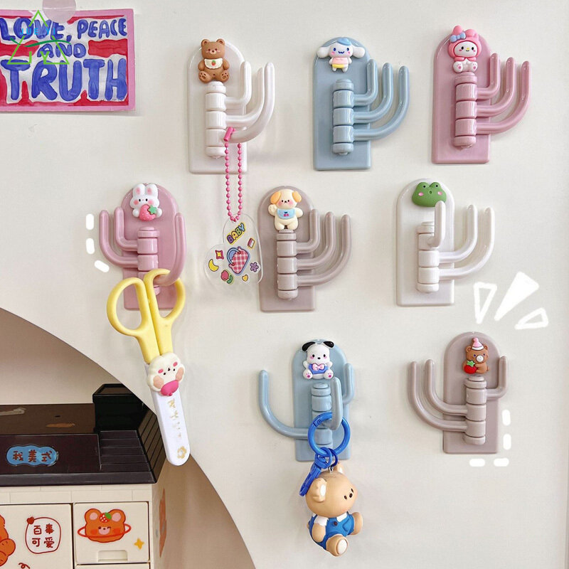 KS Punch-free hook cute seamless three-hook wall strong paste door dormitory self-adhesive sticky hook rotating wall