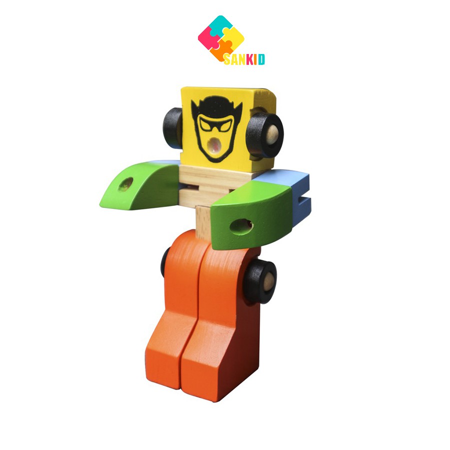 [Hoàn Tiền 10%]Xe biến hình robot - Đồ chơi gỗ Winwintoys