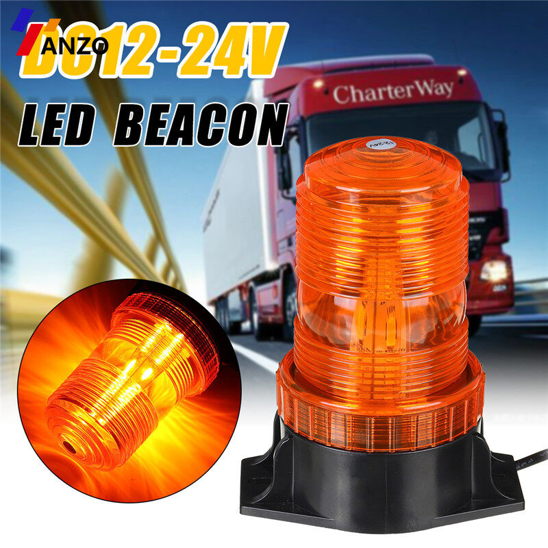 原文 Rotating Car LED Emergency Light IP65 Waterproof Hazard Warning Strobe Light Flexible Flashing Beacon Warning Light With Car Charger DC12-24V For RV Camper ATV Tractor lamp