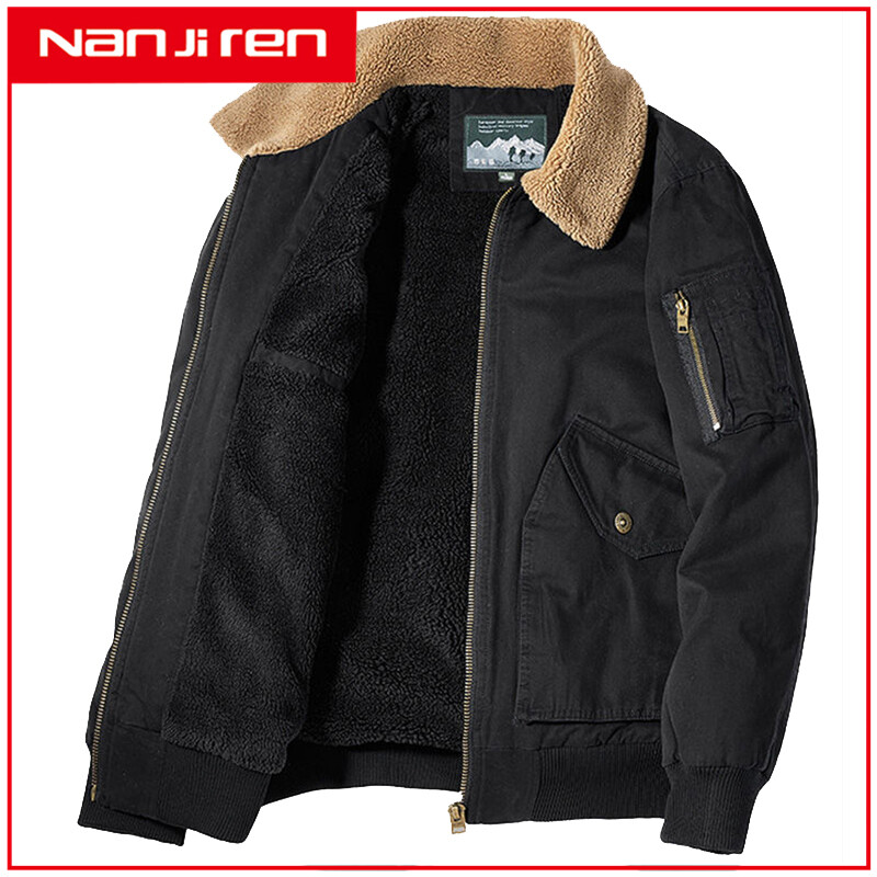 Nanjiren Winter Middle-age Men's Jacket Fleece-lined Thickened Stand Collar Jacket Dad Winter Pure Cotton Clothes Warm Plush Men's Clothing