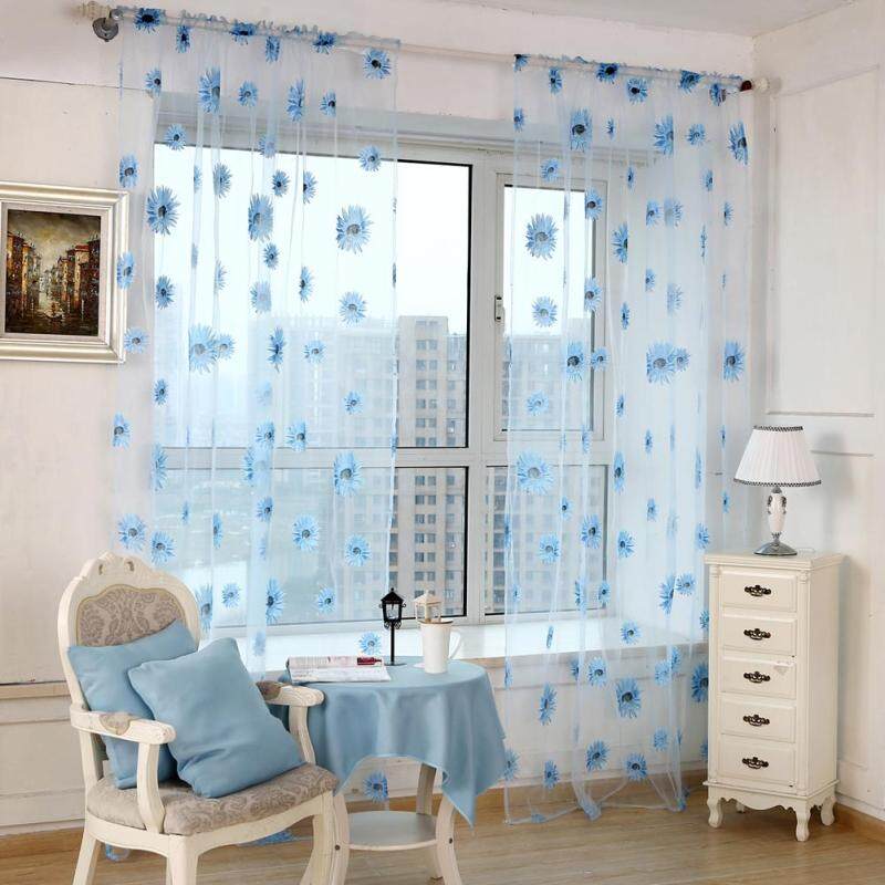 Rèm Cửa Sổ In Hình Hoa Hướng Dương Rèm Cửa Vải Tuyn Cho Phòng Khách Phòng Ngủ