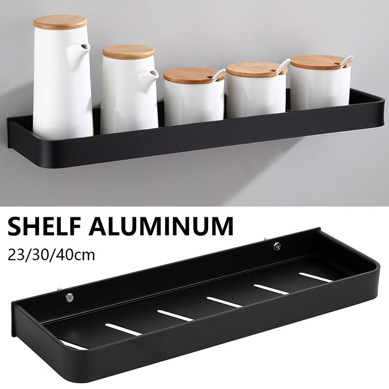 Aluminium Black Wall Mounted Bathroom Shower Corner Shelf Kitchen Storage Holder Aluminum Wall Mounted Bath Rack