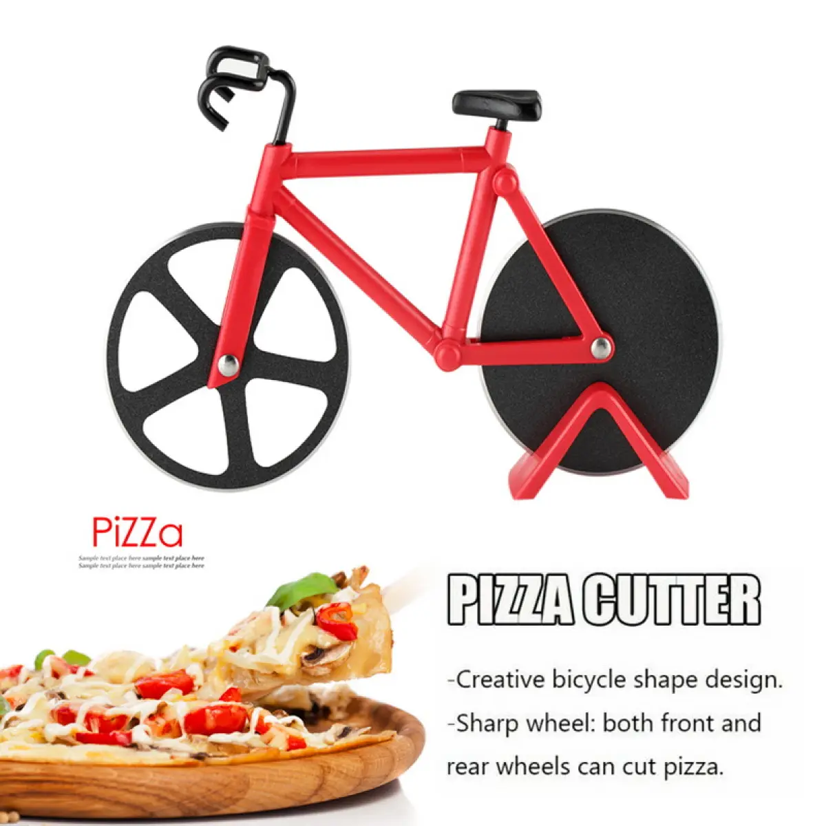 Pizza Cutter Road Bicycle Shape Chopper Slicer Stainless Steel Kitchen