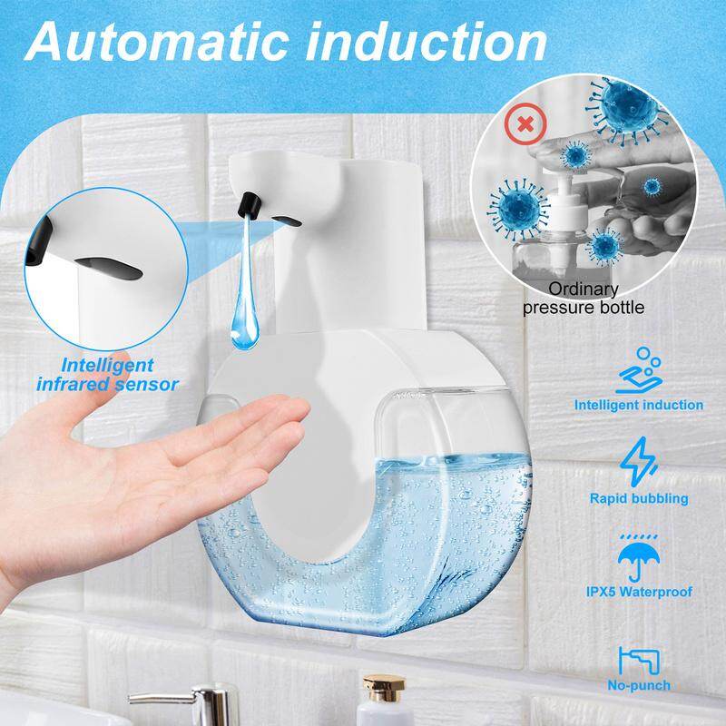 Cảm Biến hộp đựng xà phòng máy xịt xà phòng tự động hộp đựng xà phòng 14.78Oz Cảm Biến hộp đựng xà phòng xà phòng cảm ứng Bọt Dispenser Có Thể Sạc Lại bình xịt xà phòng rửa tay hộp đựng xà phòng máy xịt xà phòng tự động hộp đựng xà phòng