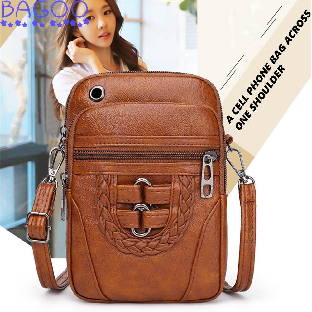 Túi Đeo Chéo Nữ BAGOO, Bằng Da PU Mềm, Nhiều Lớp, Có Khóa Kéo, Đeo Vai, Đựng Điện Thoại, Phong Cách Thời Trang Mới Nhất 2022