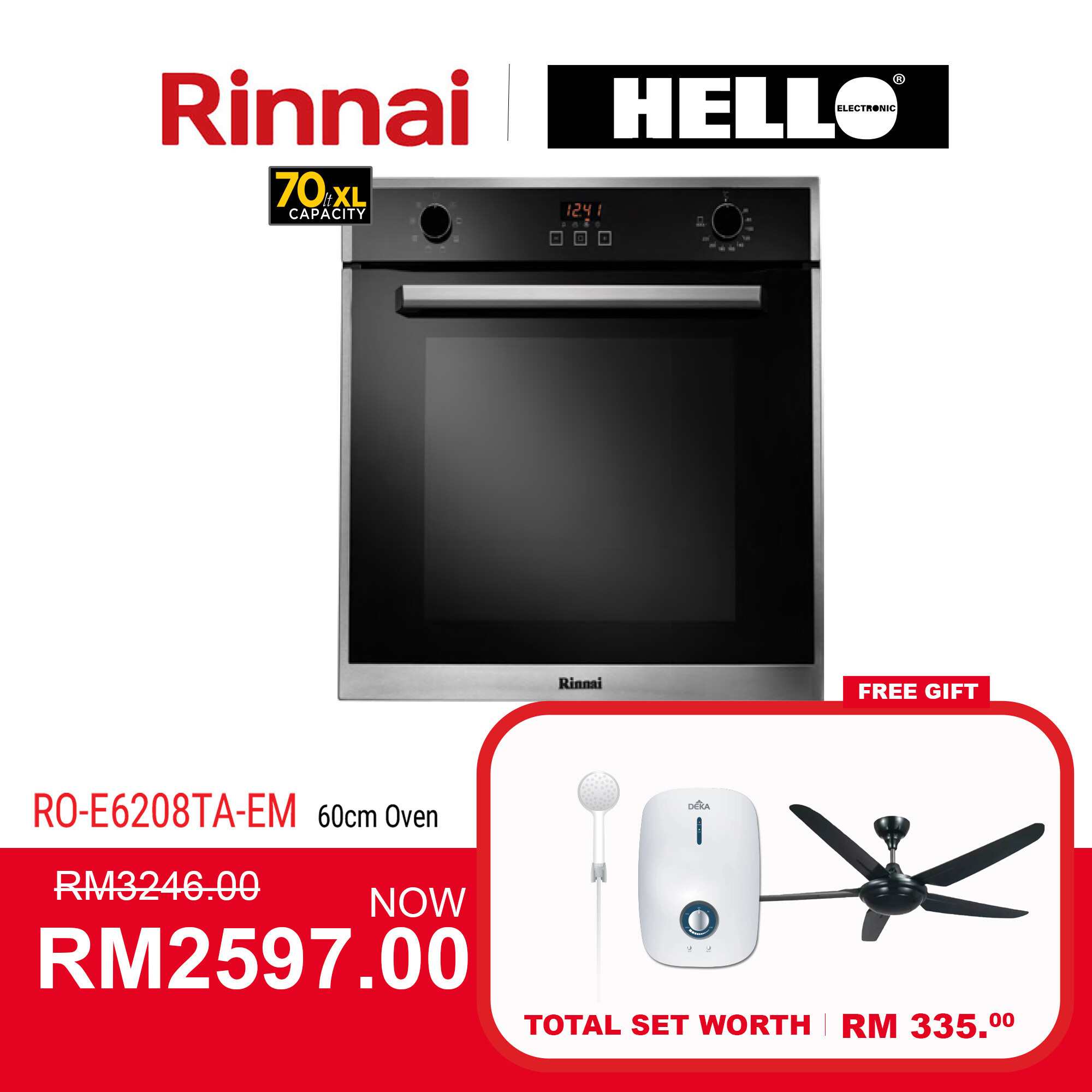Rinnai 60cm Oven Built In Electric Oven ROE6208TAEM Lazada