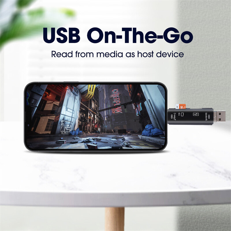 5 trong 1 USB đa chức năng 2.0 Loại C USB /Micro USB TF SD Đầu đọc thẻ nhớ Bộ chuyển đổi đầu đọc thẻ OTG Phụ kiện điện thoại di động