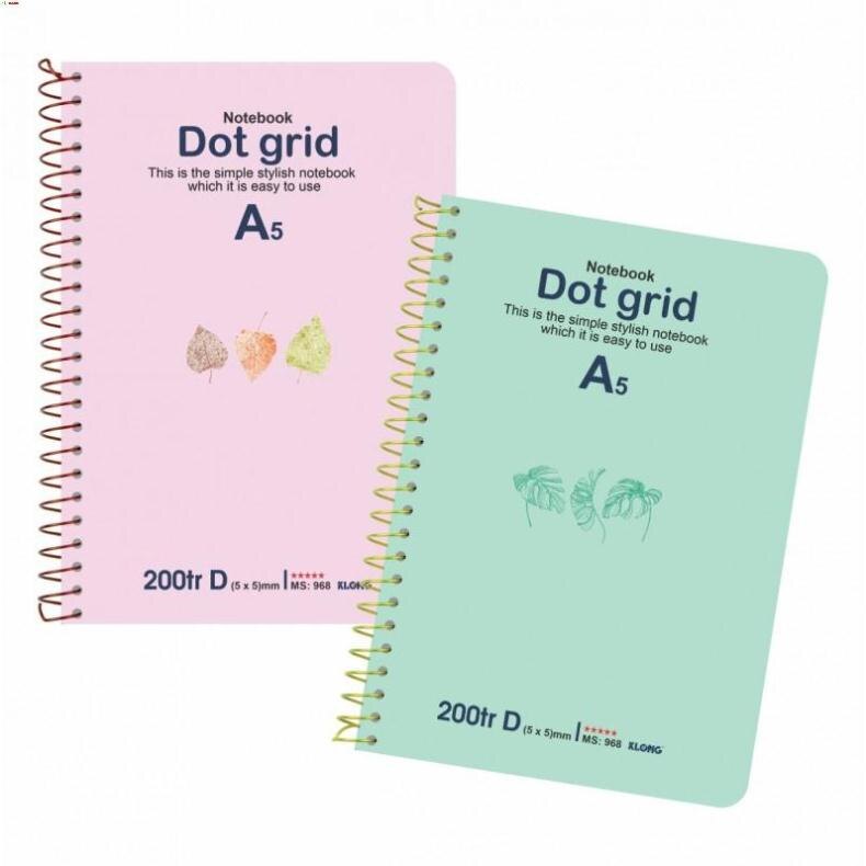 -Sổ lò xo đơn KLONG A5 Dot Grid ruột chấm 70/76; MS: 968 [Klong]