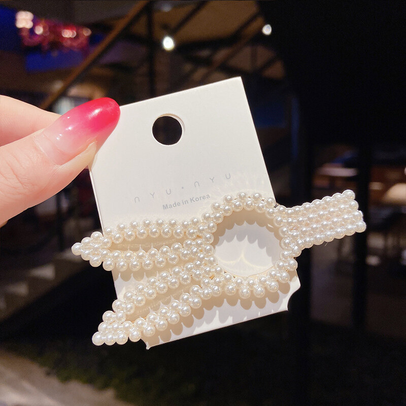 Bow Hair Clip with Pearls
