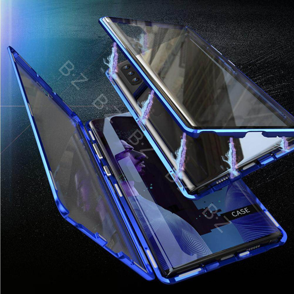Dành Cho Ốp Từ Tính Samsung Galaxy Note 10 Plus 360 Mặt Trước + Mặt Sau Ốp Kính Cường Lực 9H Hai Mặt Cho Ốp Lưng Kim Loại Samsung Galaxy Note 10 Plus