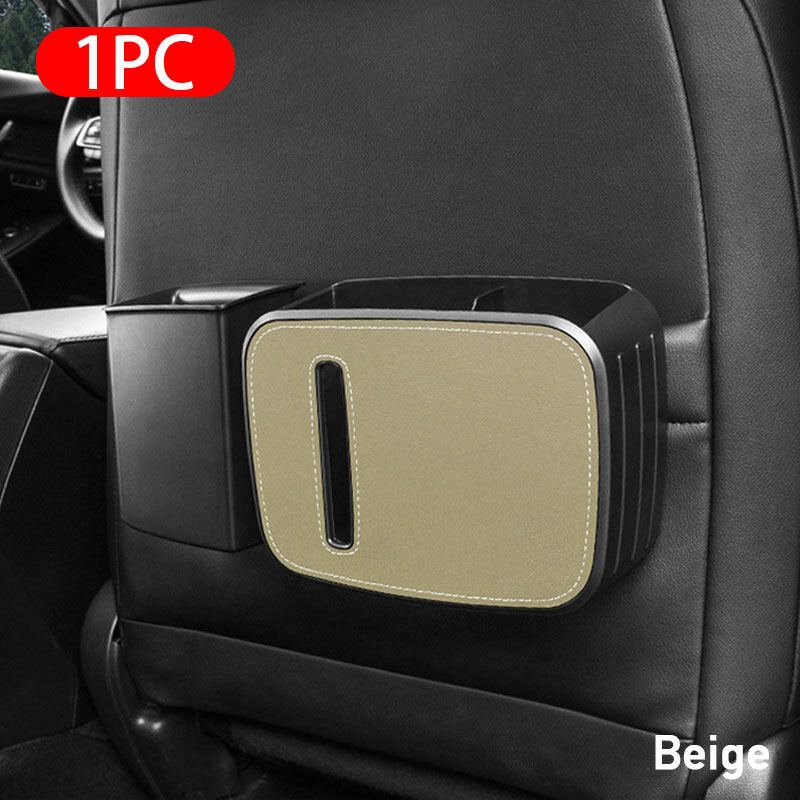 Universal Car Seat Back Storage Box Multifunctional Organizer Hanging Split Trash Can Tissue Holder Drink Holder Car Products