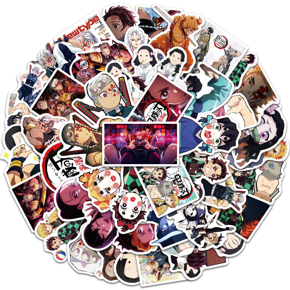 50pcs Laptop Stickers Anime Theme Demon Slayer 2nd Season PVC Waterproof Graffiti Stickers for Cellphone Water Cup Helmet Bicycle Motorcycle Guitar Skateboard Decoration