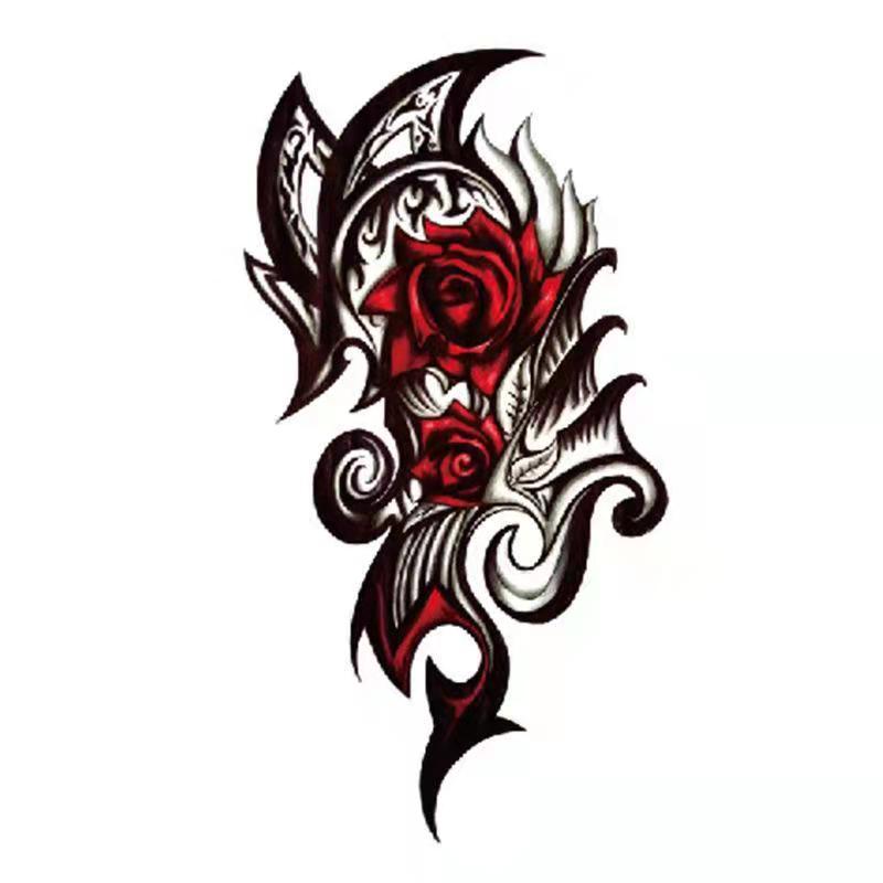 Tattoo stickers waterproof and sweat lasting red rose arm chest