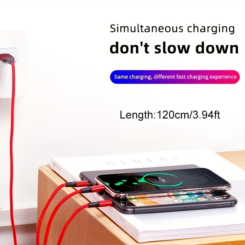 3 trong 1 Dây sạc nhanh phí cáp cho iPhone Android Micro USB Loại C Cáp sạc đa cổng USB nhiều dây sạc USB