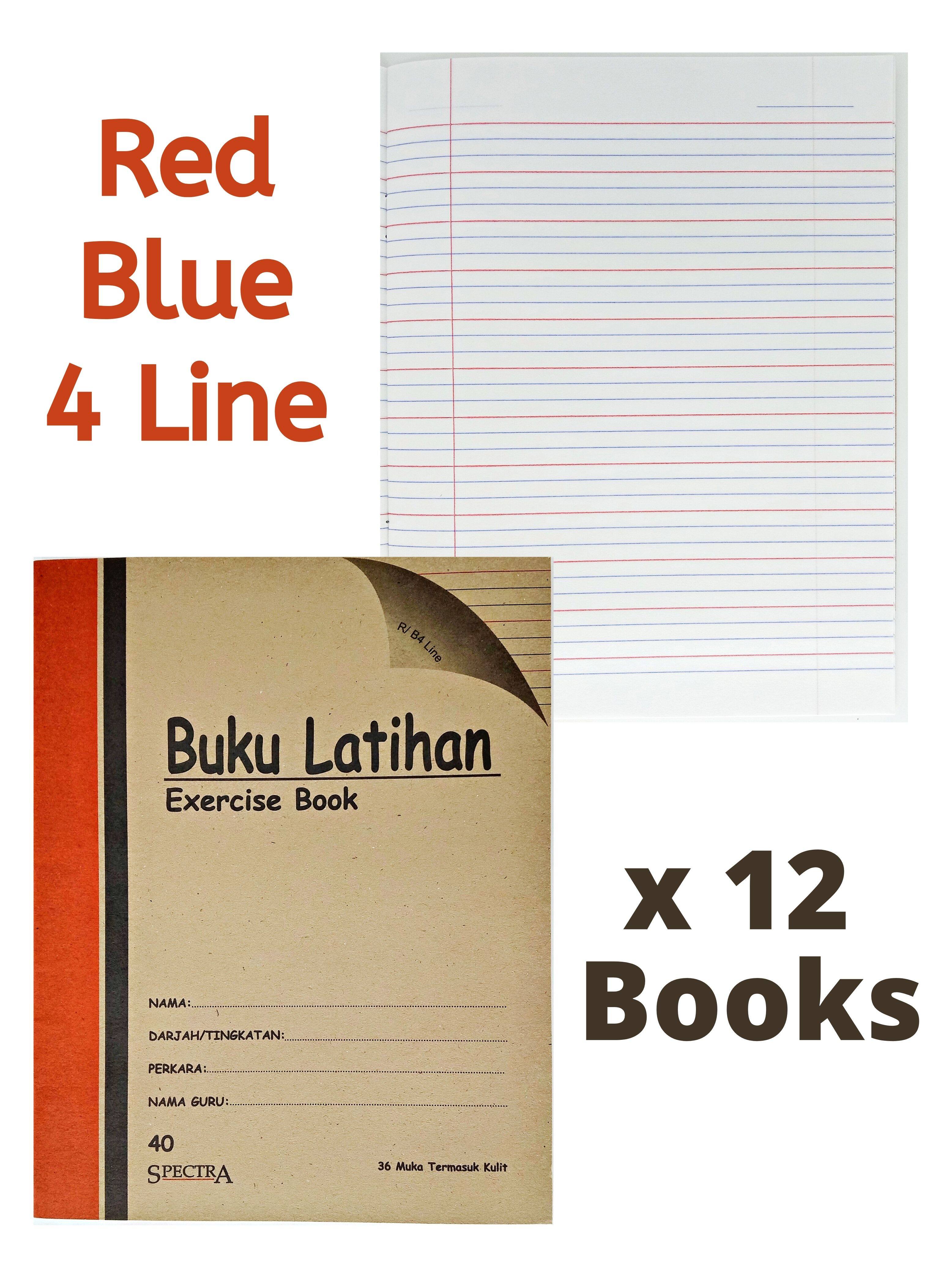 [ 12 Books ] Spectra Primary School Exercise Book Buku Latihan Red Blue 4 Line 40 Pages Lazada