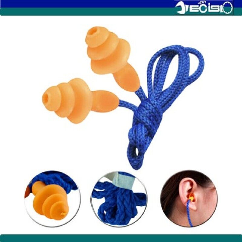 Reusable Waterproof Safety Silicon Corded Ear Plug / Earplugs for Noise Protection