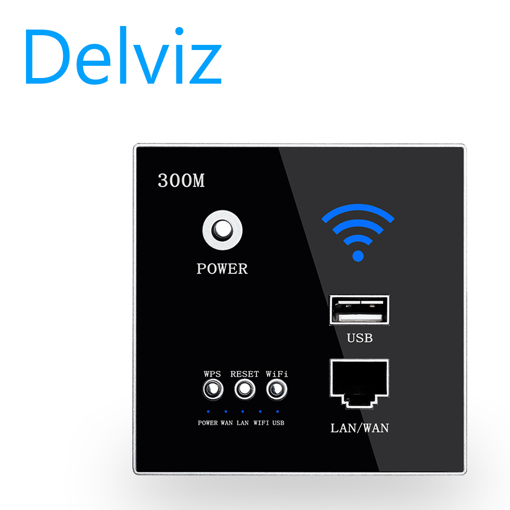 Delviz Rj45 Wireless WiFi socket with AP Relay Smart USB charging socket and 300Mbps embedded wall WiFi router. Wall computer outlet.
